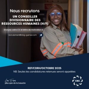 La CBG recrute un conseiller divisionnaire des ressources humaines (Homme/Femme)