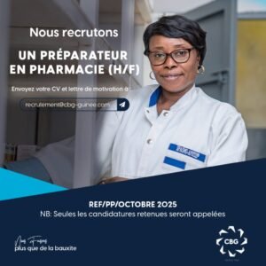 La CBG recrute un préparateur en pharmacie (Homme/Femme)